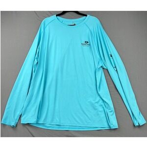 Mossy Oak Fishing Shirt Mens 3XL Blue Long Sleeve Performance Tee Good Stretch